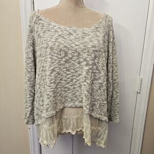 Whimsy Cropped Sweater Sz 2X Unconventional Lace Fairy Grunge Boho Forrestcore